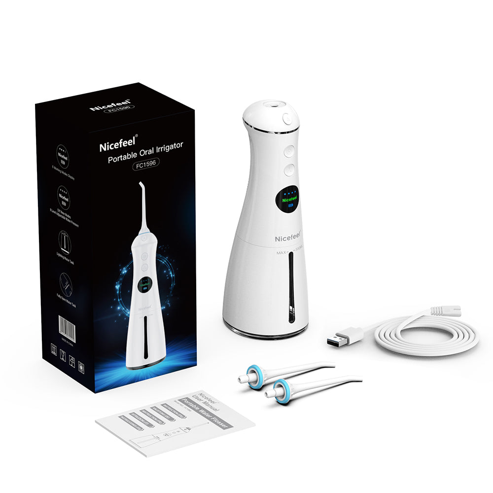Nicefeel FC1596 White Portable Water Flosser Cordless Dental Cleaner Irrigator