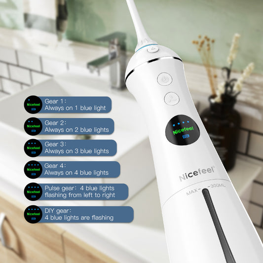 Nicefeel FC1596 White Portable Water Flosser Cordless Dental Cleaner Irrigator