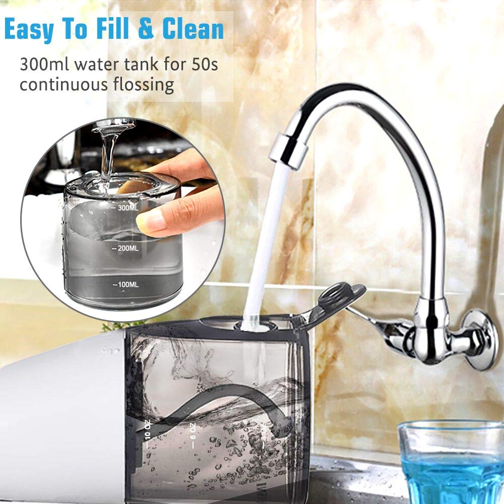 NICEFEEL 300ML IPX7 PoRTABLE CORDLESS Ultra WATER FLOSSER CLASSIC GRAY - Nicefeel