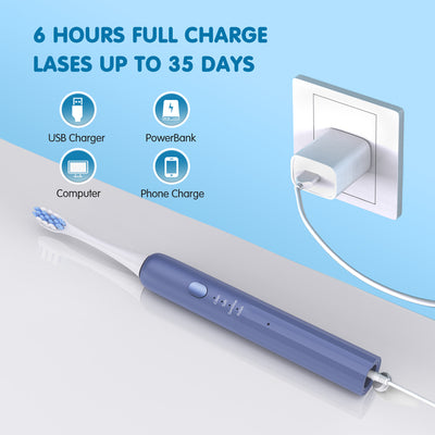 Nicefeel Sonic Electric Toothbrush for Adults,4 Modes High Intensity  Cleaning , 4 Brush Heads Wireless Charge & Travel Case