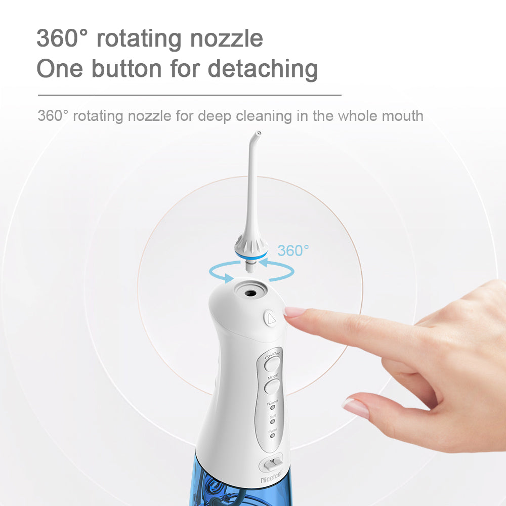 Nicefeel 300ML Cordless Water Flosser Teeth Cleaner - Blue