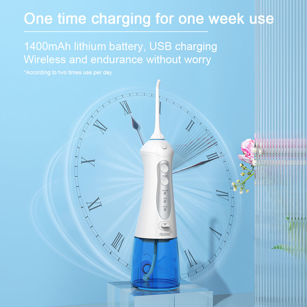 Nicefeel 300ML Cordless Water Flosser Teeth Cleaner - Blue